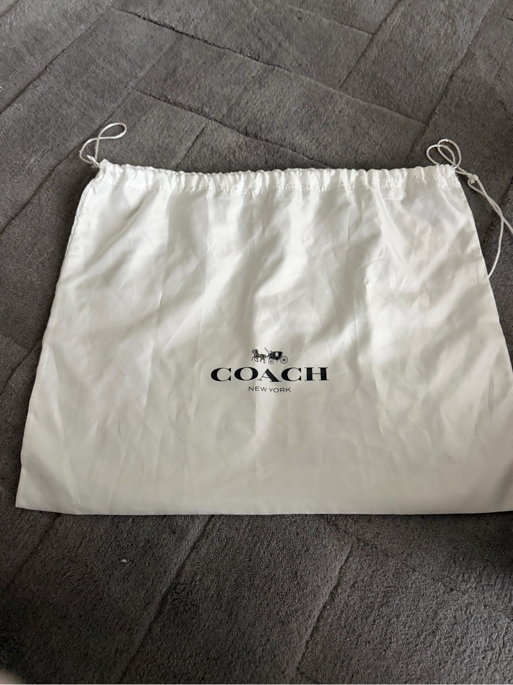 Coach White Drawstring Dust Bag with Black Logo